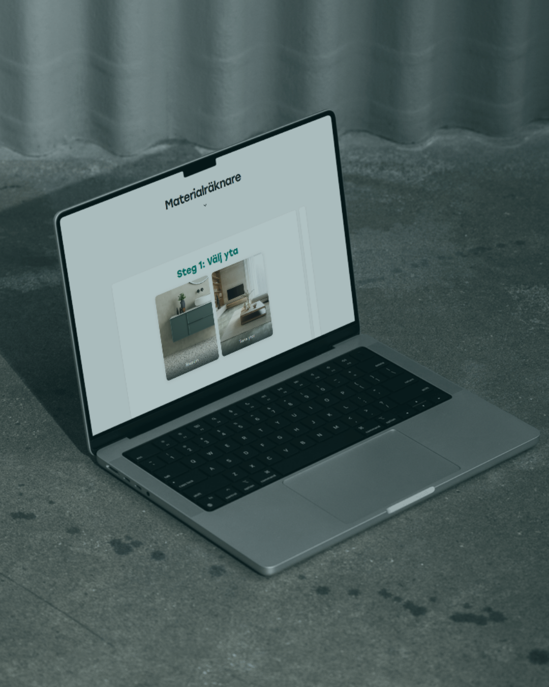 Digital materialräknare presenterad på en bärbar dator